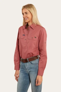 Pentecost River Womens Half Button Work Shirt - Dusty Rose