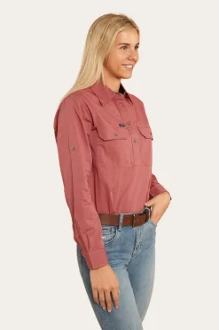 Pentecost River Womens Half Button Work Shirt - Dusty Rose