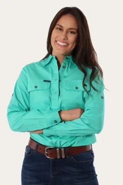 Pentecost River Womens Half Button Work Shirt - Mint