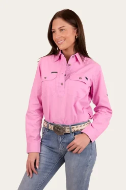 Pentecost River Womens Half Button Work Shirt - Pastel Pink