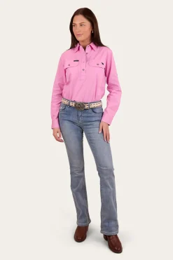 Pentecost River Womens Half Button Work Shirt - Pastel Pink
