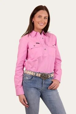 Pentecost River Womens Half Button Work Shirt - Pastel Pink