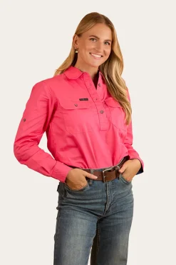 Pentecost River Womens Half Button Work Shirt - Melon