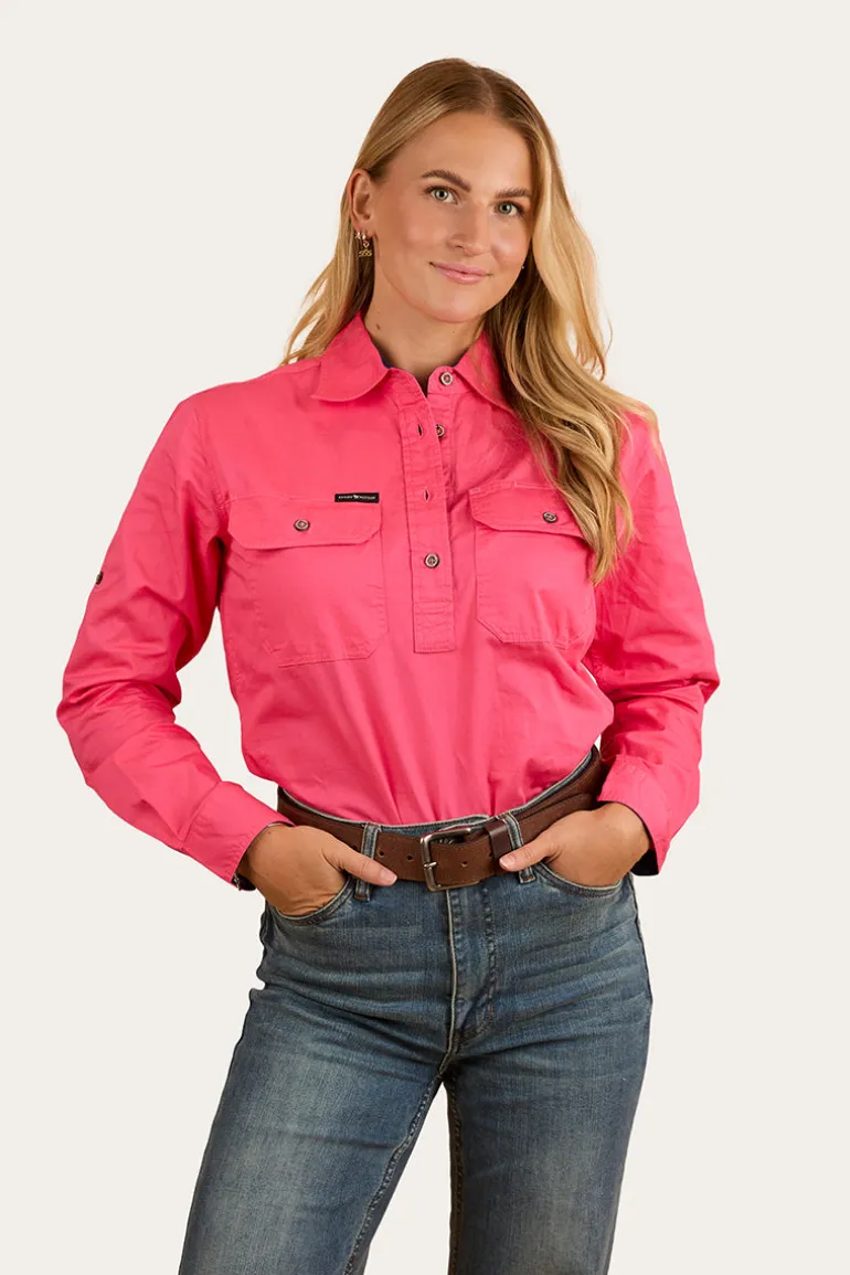 Pentecost River Womens Half Button Work Shirt - Melon