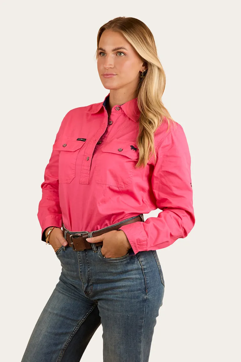 Pentecost River Womens Half Button Work Shirt - Melon