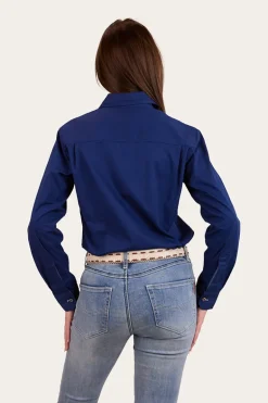Pentecost River Womens Half Button Work Shirt - Navy