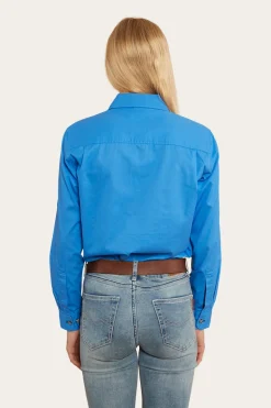 Pentecost River Womens Half Button Work Shirt - Blue