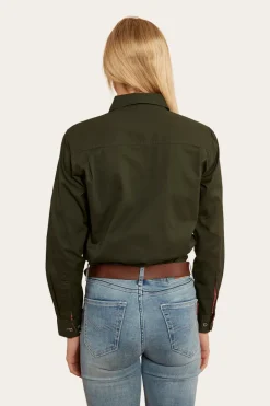 Pentecost River Womens Half Button Work Shirt - Cargo Khaki