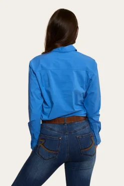 Pentecost River Womens Half Button Coolmax Work Shirt - Blue