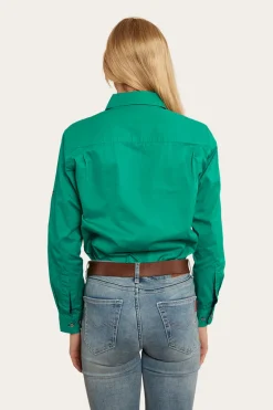 Pentecost River Womens Half Button Work Shirt - Green