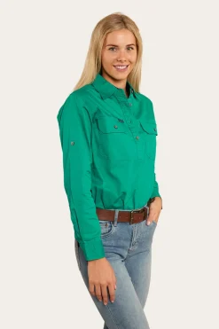 Pentecost River Womens Half Button Work Shirt - Green