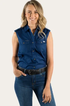 Pentecost River Womens Sleeveless Work Shirt - Navy
