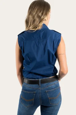 Pentecost River Womens Sleeveless Work Shirt - Navy