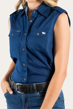 Pentecost River Womens Sleeveless Work Shirt - Navy