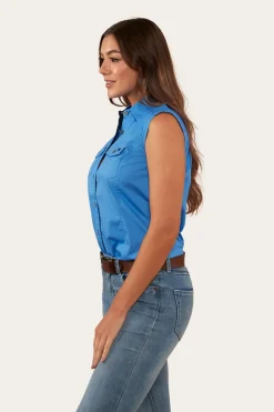 Pentecost River Womens Sleeveless Work Shirt - Blue