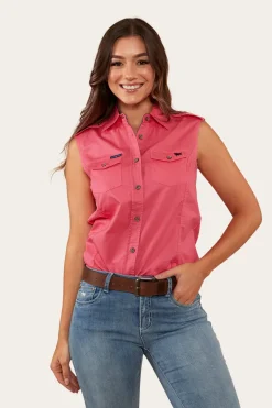 Pentecost River Womens Sleeveless Work Shirt - Melon