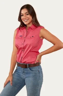Pentecost River Womens Sleeveless Work Shirt - Melon
