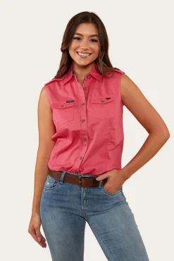 Pentecost River Womens Sleeveless Work Shirt - Melon