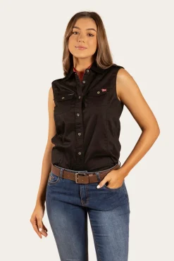 Pentecost River Womens Sleeveless Work Shirt - Black