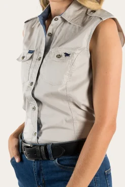 Pentecost River Womens Sleeveless Work Shirt - Beige