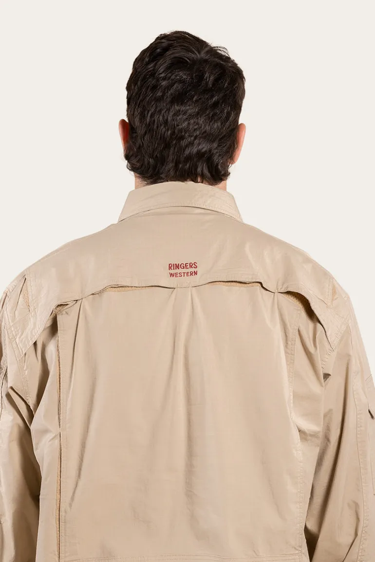Pilbara Mens Ripstop Full Button Work Shirt - Camel