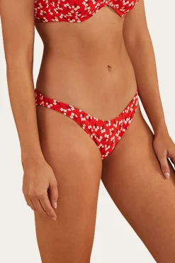 Posie Womens Hi Cut Bikini Bottom - Firey Red