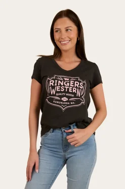 Quality Goods Womens V Neck T-Shirt - Charcoal