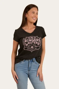 Quality Goods Womens V Neck T-Shirt - Charcoal