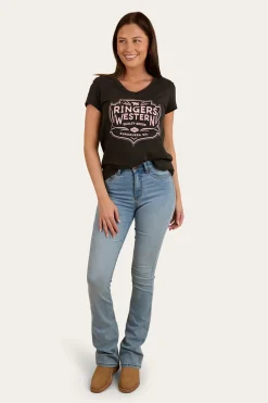 Quality Goods Womens V Neck T-Shirt - Charcoal