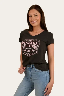 Quality Goods Womens V Neck T-Shirt - Charcoal