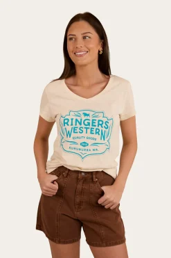 Quality Goods Womens V Neck T Shirt - Off White