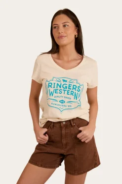 Quality Goods Womens V Neck T Shirt - Off White