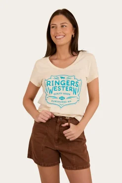 Quality Goods Womens V Neck T Shirt - Off White