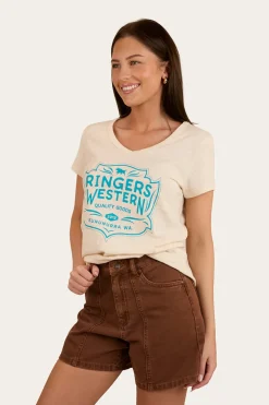Quality Goods Womens V Neck T Shirt - Off White