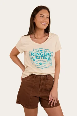 Quality Goods Womens V Neck T Shirt - Off White