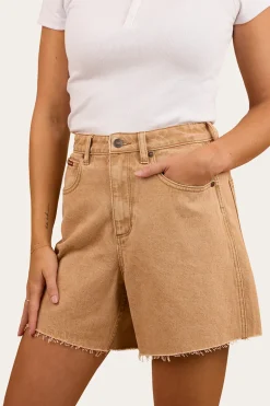 Remy Womens Denim Short - Dark Sand