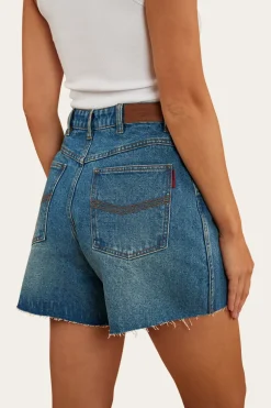 Remy Womens Denim Short - Mid Wash Blue