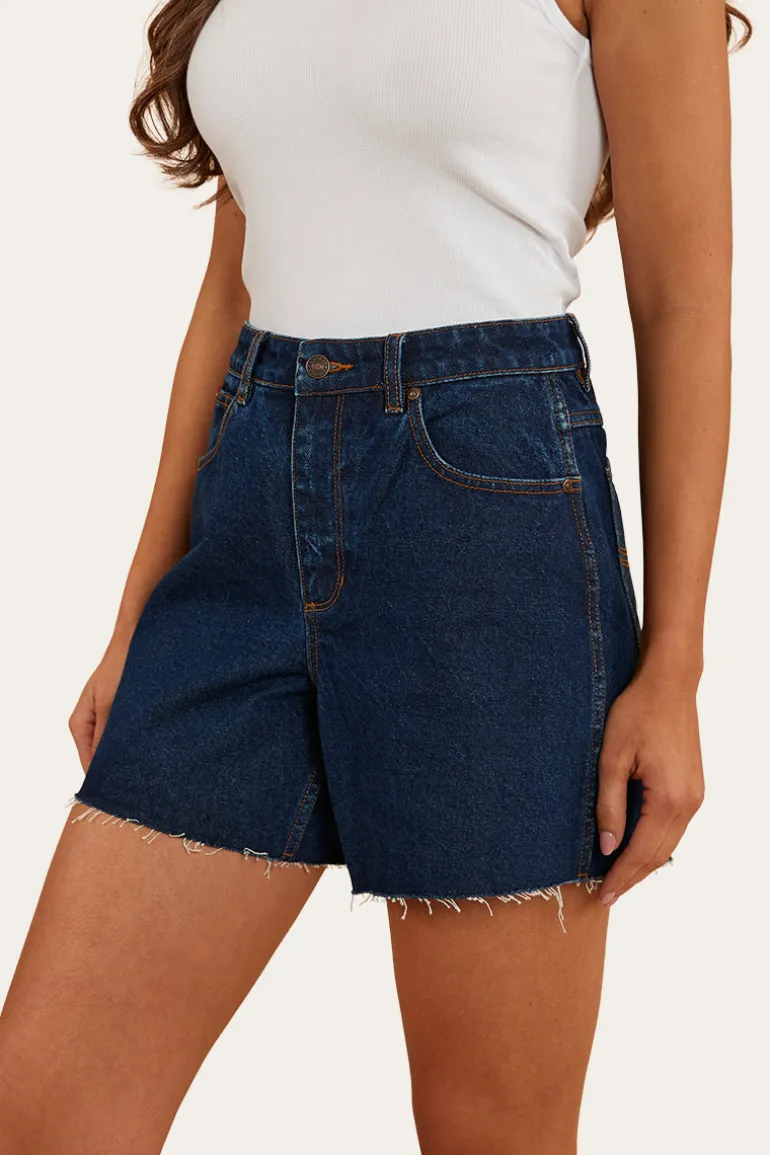 Remy Womens Denim Short - Dark Wash Blue