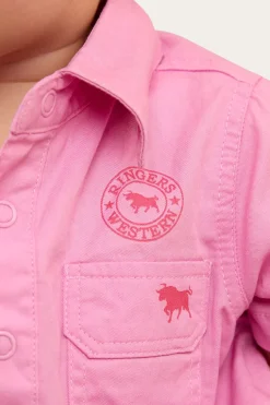 Ringers Babies Short Sleeve Work Shirt Romper - Pastel Pink