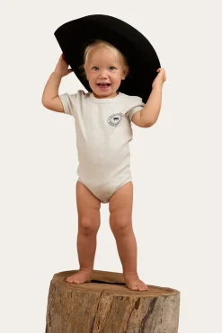 Ringers Babies Short Sleeve Romper - Grey Marle