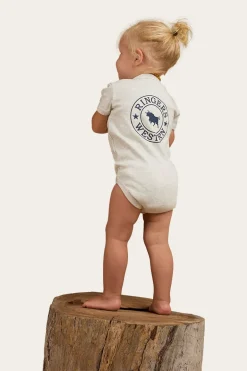 Ringers Babies Short Sleeve Romper - Grey Marle