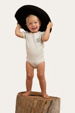Ringers Babies Short Sleeve Romper - Grey Marle
