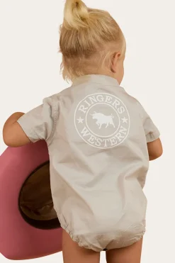 Ringers Babies Short Sleeve Work Shirt Romper - Beige