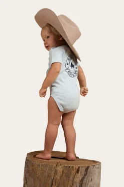 Ringers Babies Short Sleeve Romper - Sky Blue