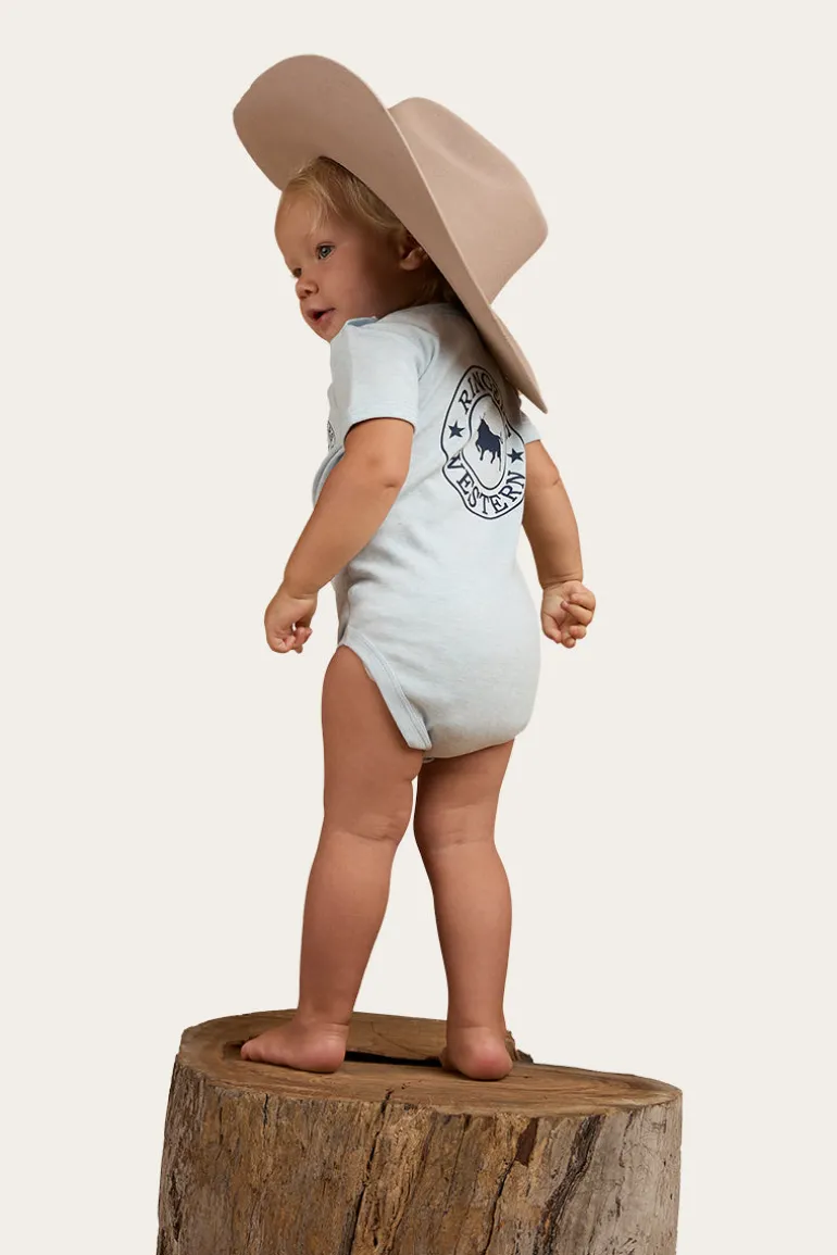 Ringers Babies Short Sleeve Romper - Sky Blue