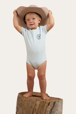 Ringers Babies Short Sleeve Romper - Sky Blue
