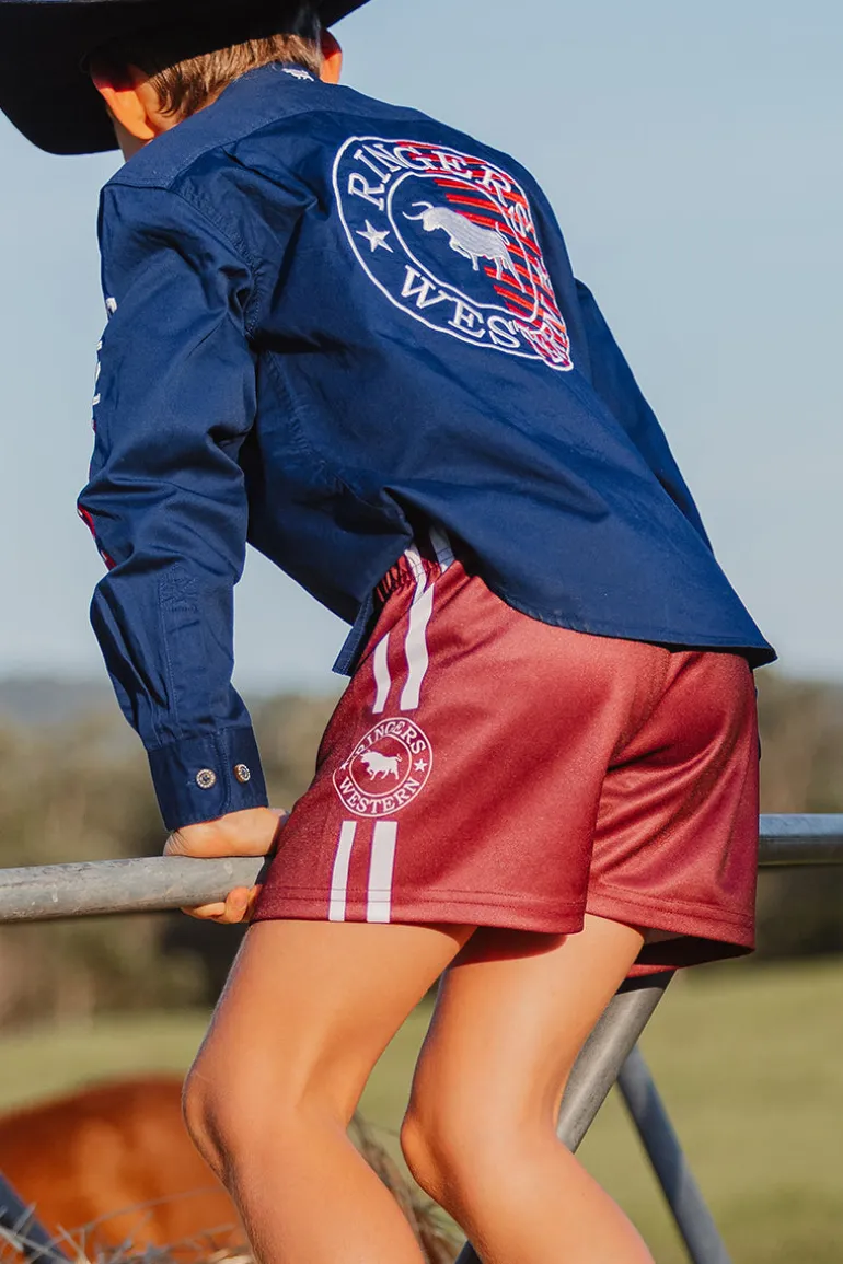 Ringers Kids Footy Shorts - Burgundy
