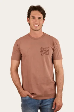 Ringers Of The Sky Mens Stock Fit T-Shirt - Saddle Brown