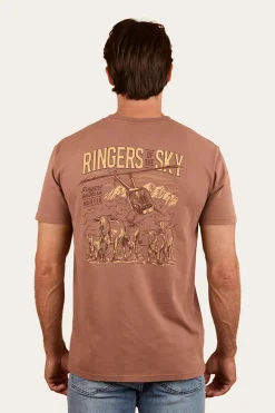 Ringers Of The Sky Mens Stock Fit T-Shirt - Saddle Brown