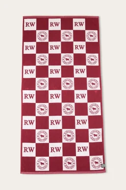 RW Check Cotton Jacquard Towel - Burgundy